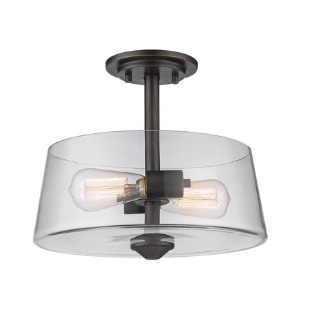 Z-Lite Annora 2 Light Semi Flush Mount, Olde Bronze & Clear 428SF2-OB